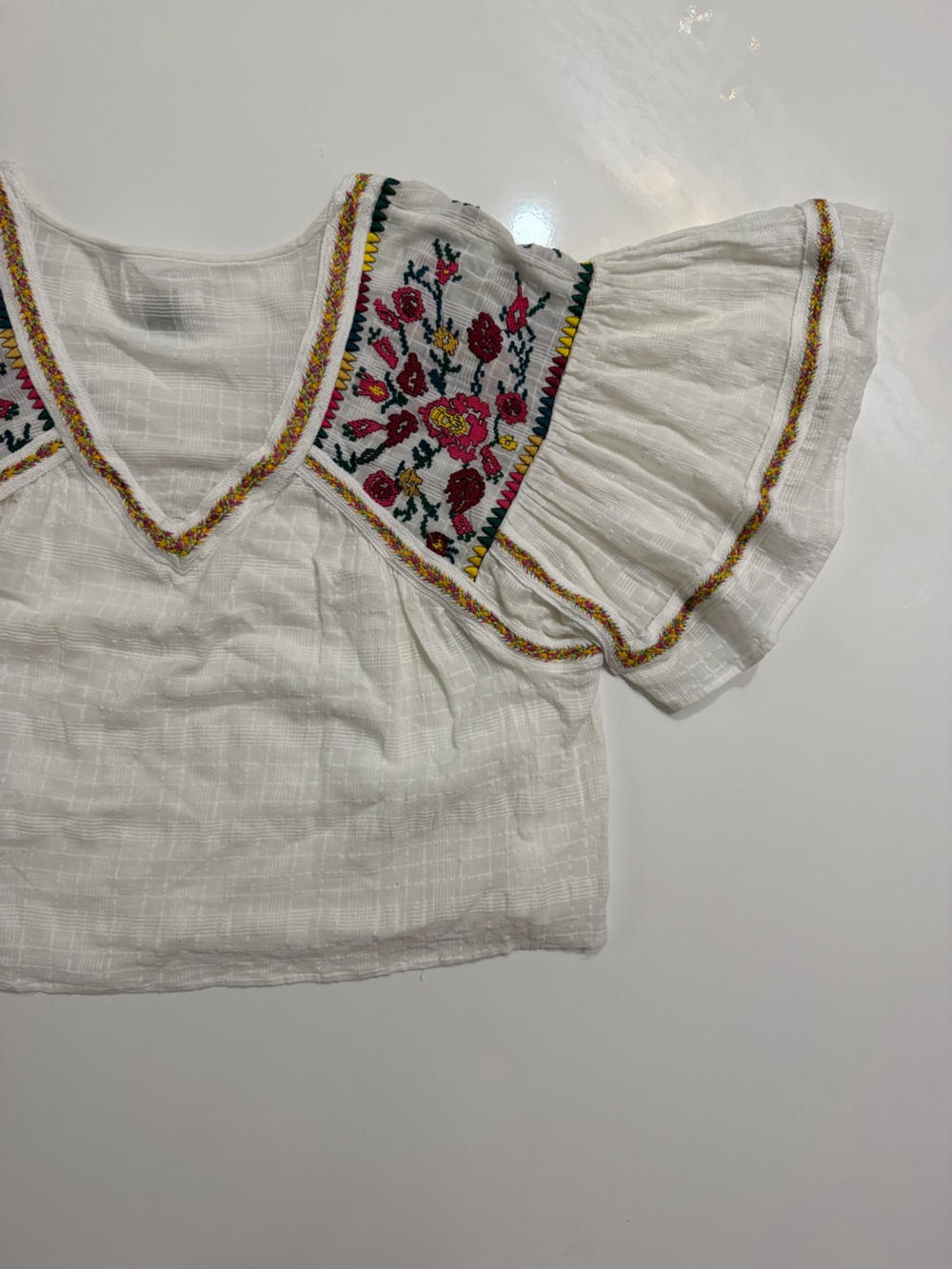 Pilcro Anthropologie Tawny Embroidered Boho Peasant Top Medium Like New - Picture 5 of 9